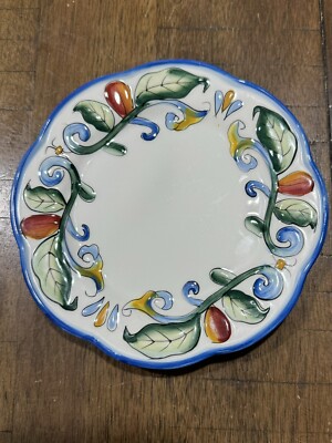 NWT Fitz & Floyd Ricamo Party Plate 6  Scallop Rim Bread or Pillar Candle Holder