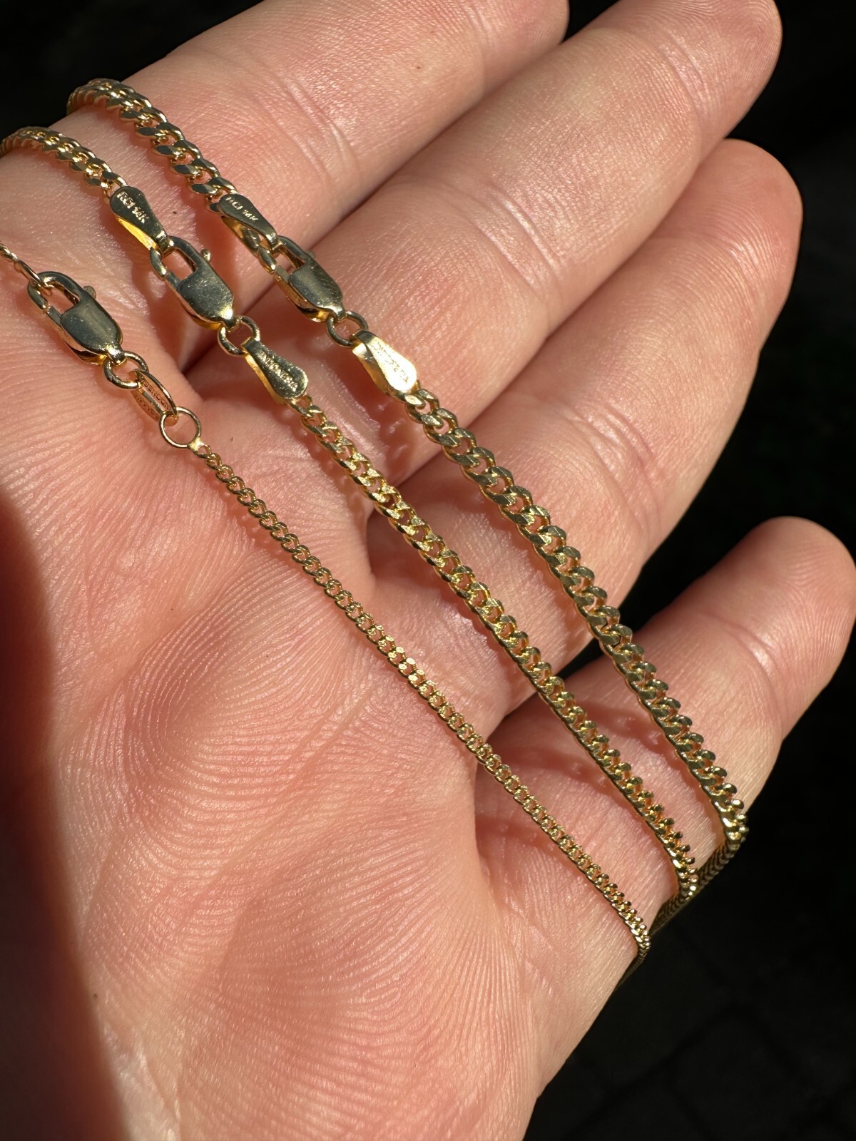 Pre-owned Silver Men's Ladies Solid 14k Yellow Gold Micro 1.5-3mm Miami Cuban Link Chain Necklace