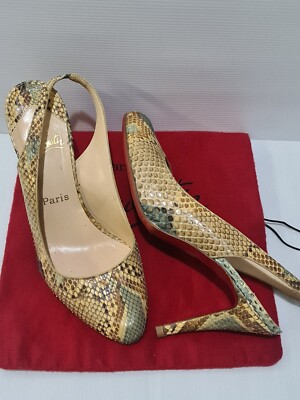 Christian Louboutin Sling Back  Sandal  Snake Skin Python Leather  Eu. 38.5 25cm