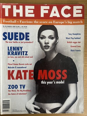 VINTAGE The Face Magazine Kate Moss March 1993 #54 Suede Kravitz Luchford