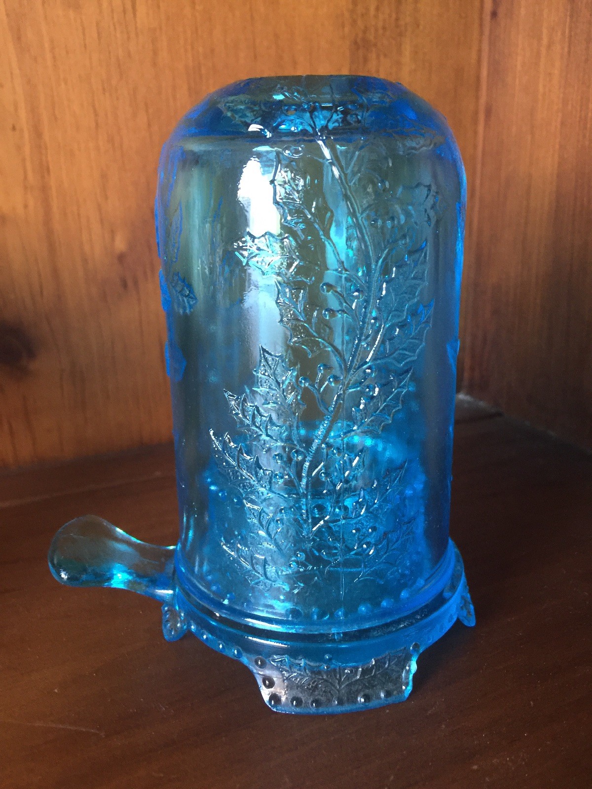 Antique Aqua Marine Sea Ocean Blue FAIRY LIGHT Leaf & Vine RARE FIND ? 5/5 ??m17