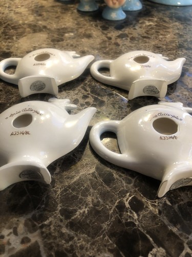 Excellent Condition Lefton Anthropomorphic Miss Cutie Pie Four Tea Bag Holders