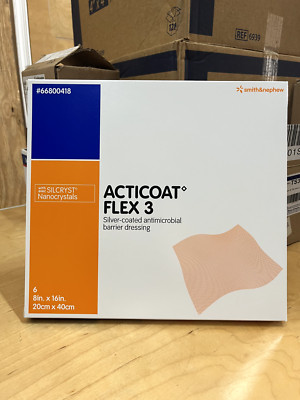 Smith & Nephew ACTICOAT Flex 3 8'' x 16'' Box of 6 66800418 - EXPIRED