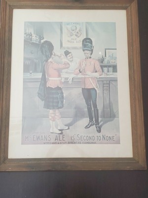 Mc. Ewans Pale India Ale Vintage framed picture art 34x26 rare vintage beer bar