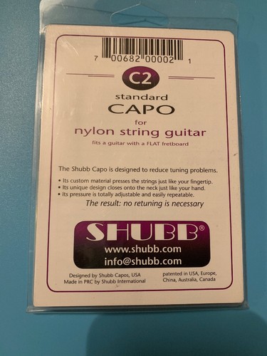 New Shubb C2 Standard Capo for Nylon String Guitars Polished Nickel