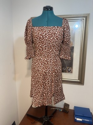 Miami Francesca s Women s Brown Floral Square Neck Mini Dress Size Médium