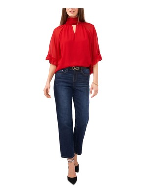 

VINCE CAMUTO Женский красный топ с вырезом спереди и сзади на подкладке с рукавом 3/4 для работы