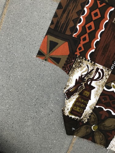 Vtg 2.5 Yds 60s Hawaiian Shirt Fabric Tiki Tropical Design Cotton