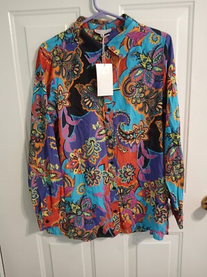 Women's size medium funky colorful silk blend light weight shirt 