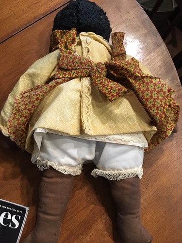 Vintage Folk Art Black Americana Doll 15” Cloth Handmade.