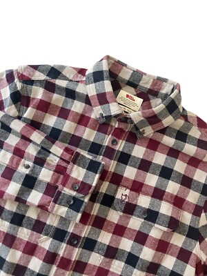 NWT FJALLRAVEN Flannel Shirt Men's XL Garnet-Fog Skog Long Sleeve Slim Fit