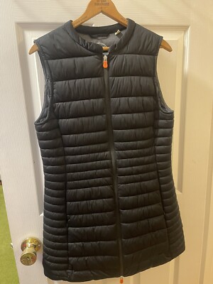 NWOT SAVE THE DUCK Women s Long Stretch Tunic Vest Ultra Light Black Sz 1 US S