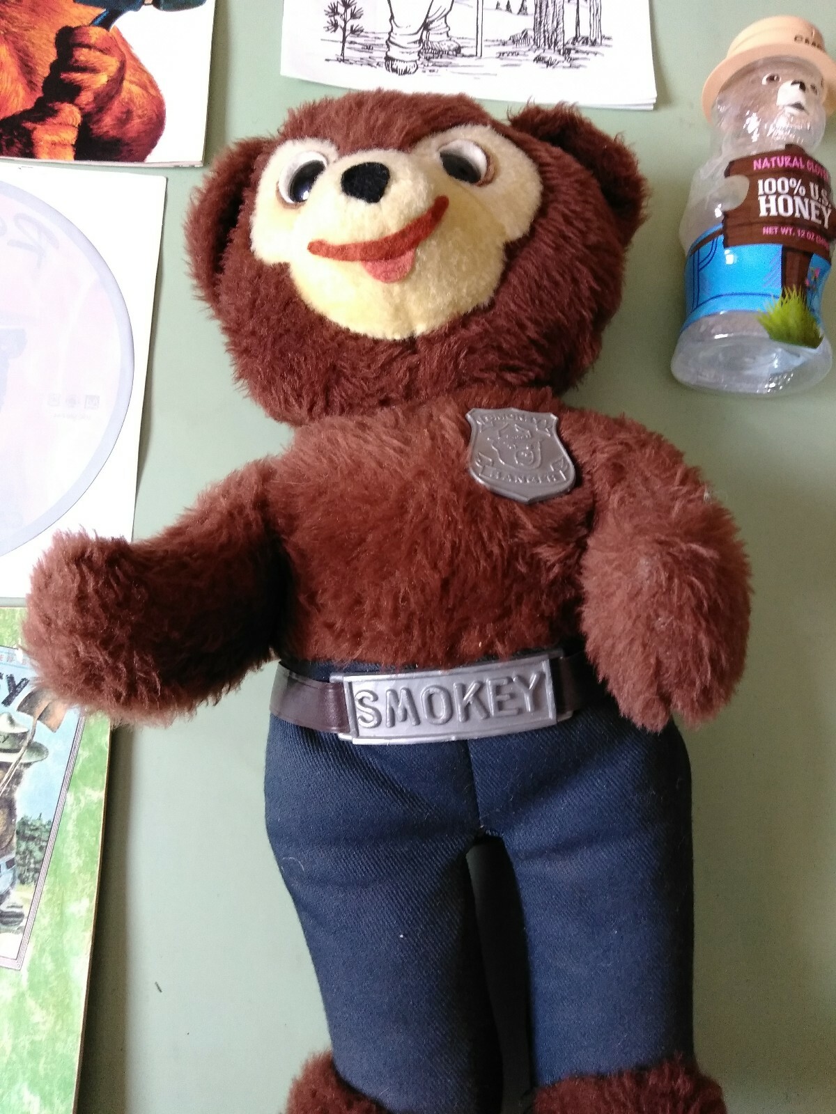 Smokey The Bear Lot Salt & Peper shaker, Stuffed Bear (NO HAT) Stickers, rulers