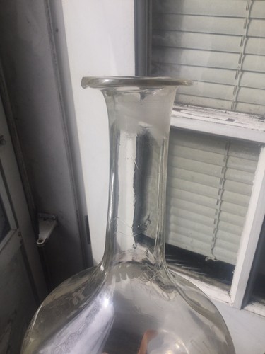 Antique Open Pontil Hand Blown Decanter Frosted Decoration FOR BEST OFFER