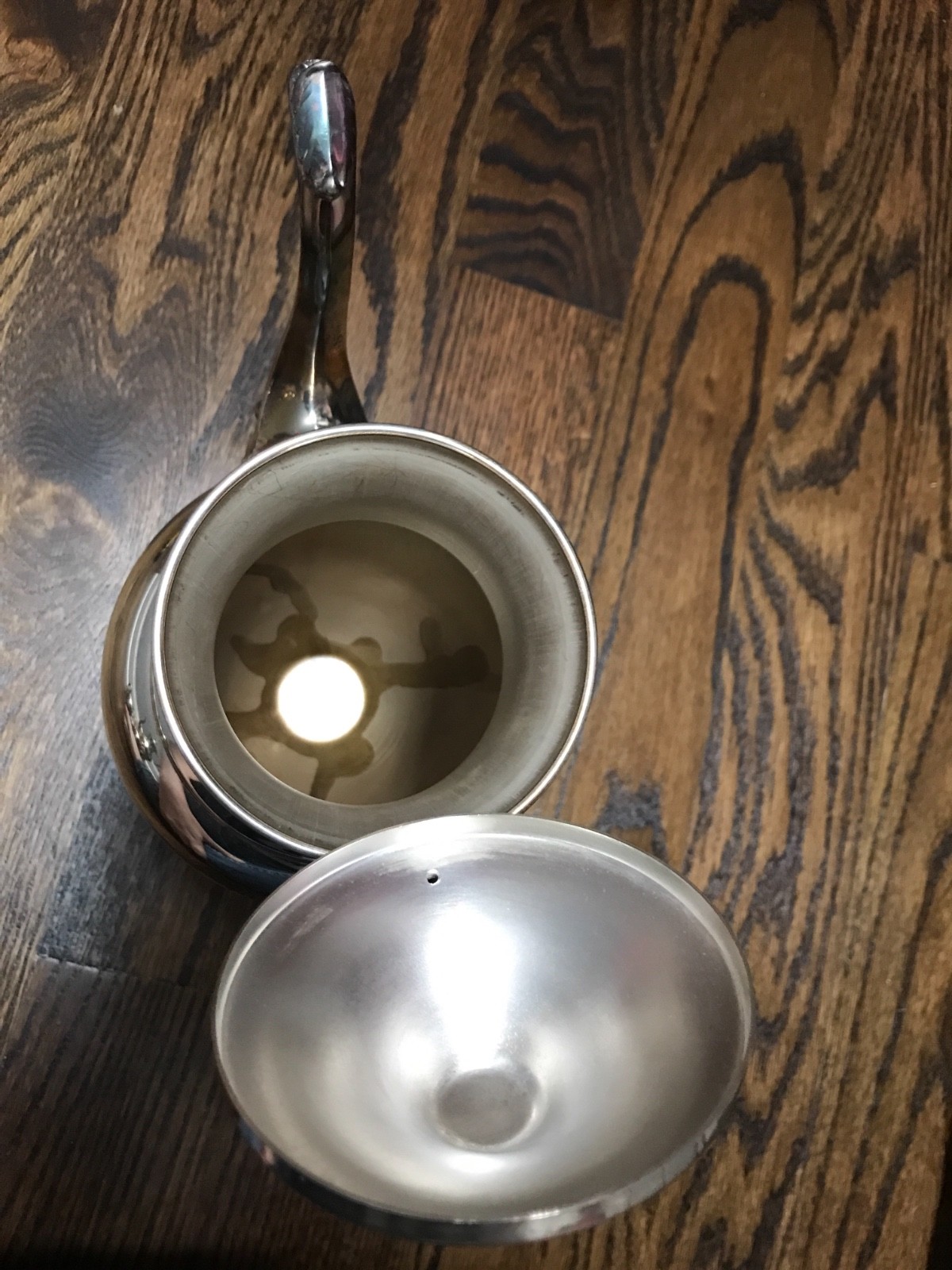 Vintage Silver on Copper 2 Teapots and a sugar and creamer