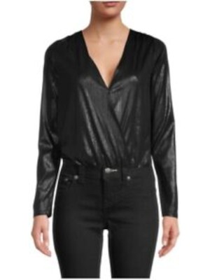 

BCBGENERATION Женское боди Black Tie Surplice с вырезом на кнопках и ластовицей, Черный
