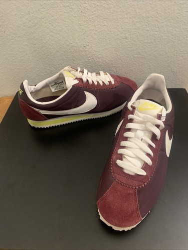 nike cortez maroon and white