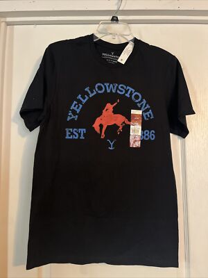 Yellowstone TV Show Men's Distressed Print EST 1886 T-Shirt (Black Blue)