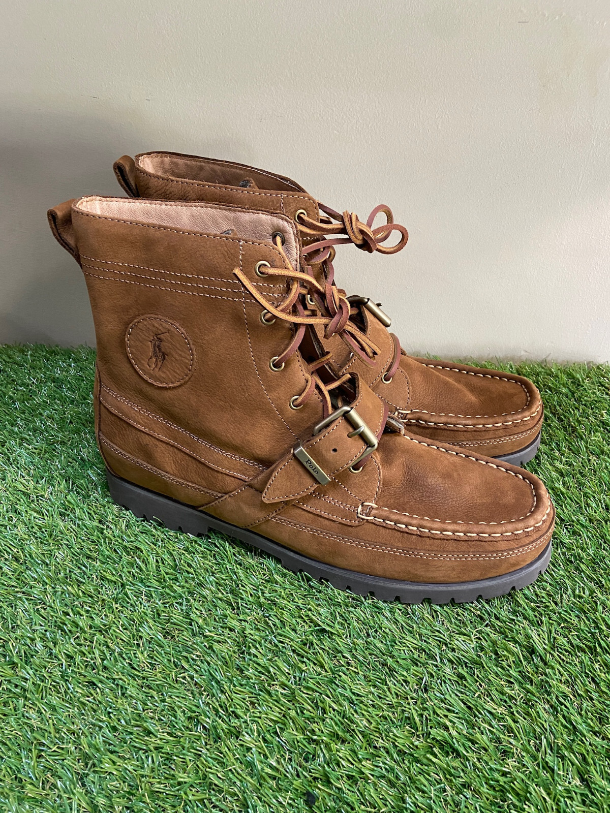【送料&関税込】Polo Ralph Lauren Pointed-toe Ankle Boots Polo Ralph Lauren Boots Mens 6 Buckle Straps Ankle Combat