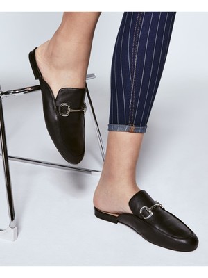 

Черные женские кожаные шлепанцы INC Equestrian Gilia с круглым носком на блочном каблуке 6 м, Черный, 10008406000