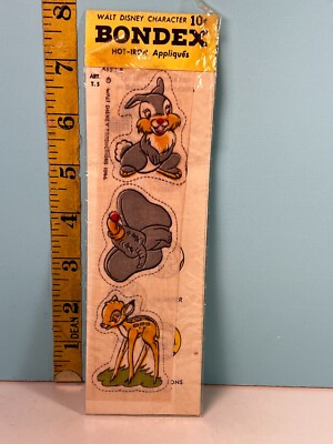 1946 Bondex Hot Iron Appliques Walt Disney Prod. Bambi, Dumbo, Thumper