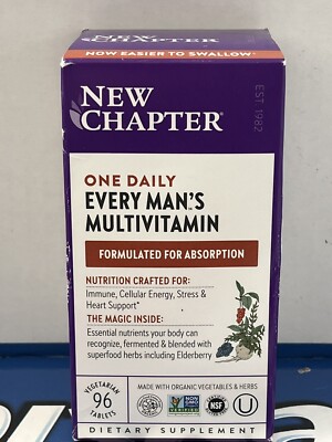 New Chapter One Daily Every Mans Multivitamin 96 Vegetarian Tablets Exp 2/25+ Jb