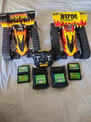 2 Vintage Tyco Nitro Dozers with Remote Batteries and Chargers RC Car