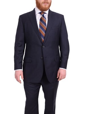 

Blujacket Классический крой Темно-синий шерстяной костюм Angelico с узором «в ёлочку» наполовину, Navy