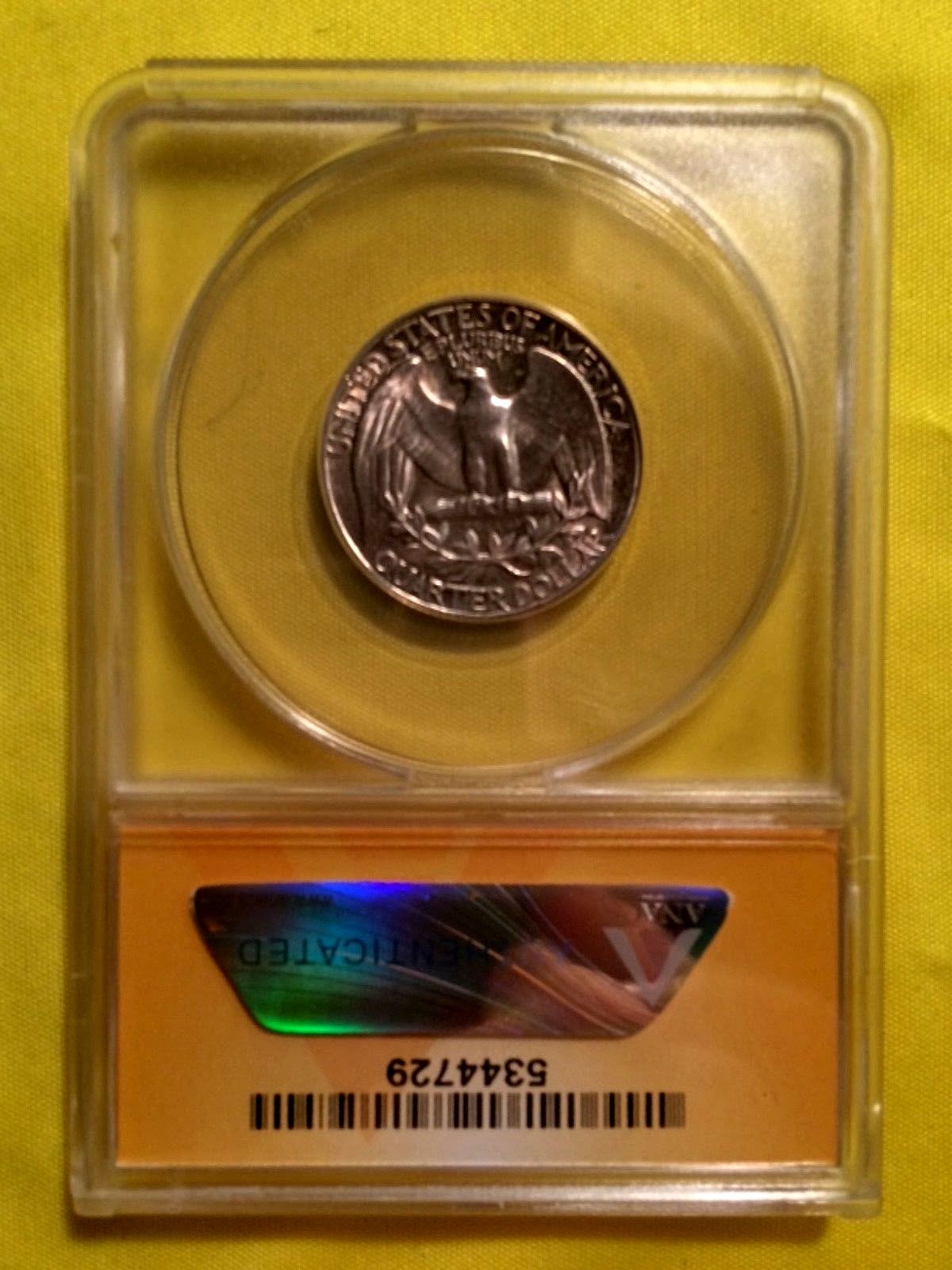 1961 25C Washington Quarter 'Type B REVERSE' FS-901~ANACS MS66~