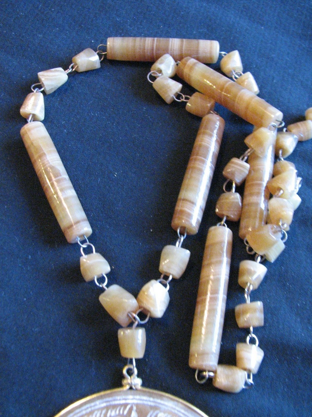 Vintage Tribal stone necklace hand carved 24 inches