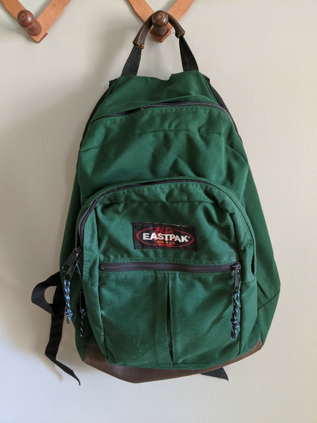 eastpak leather backpack