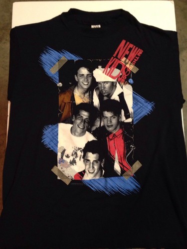 Vtg 1990 New Kids On The Block  Black Tee Shirt No More Games Tour Size Large