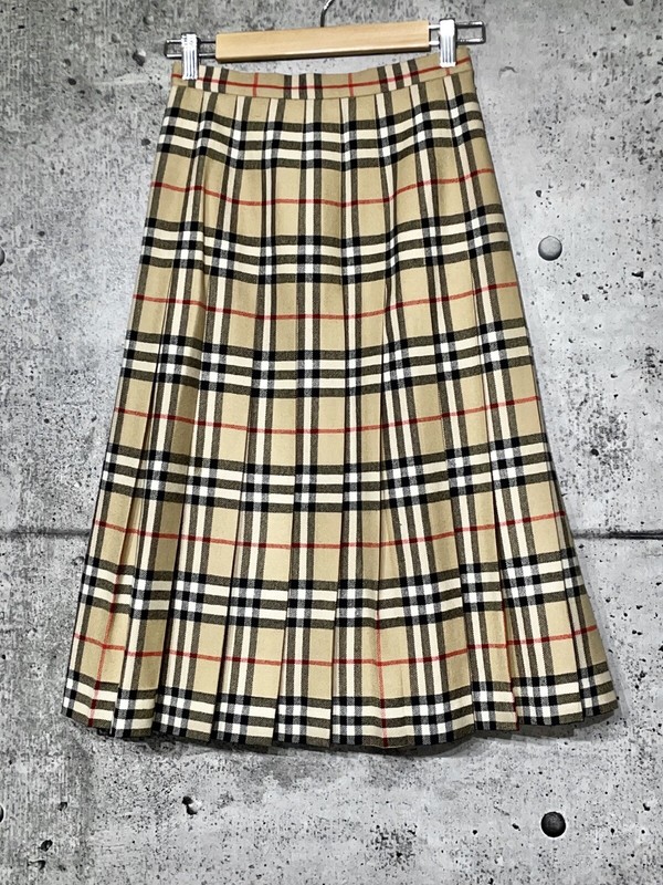 【関税&送料込】Burberry Check Wool Blend Pleated Skirt Burberry Wool Pleated Check Mini Skirt (Skirts) IFCHIC.COM