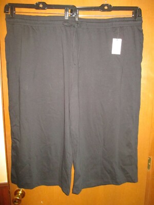 NWT Women's Plus Black Terra & Sky Crop Pants Bottoms Cotton Capris 5X 5XL