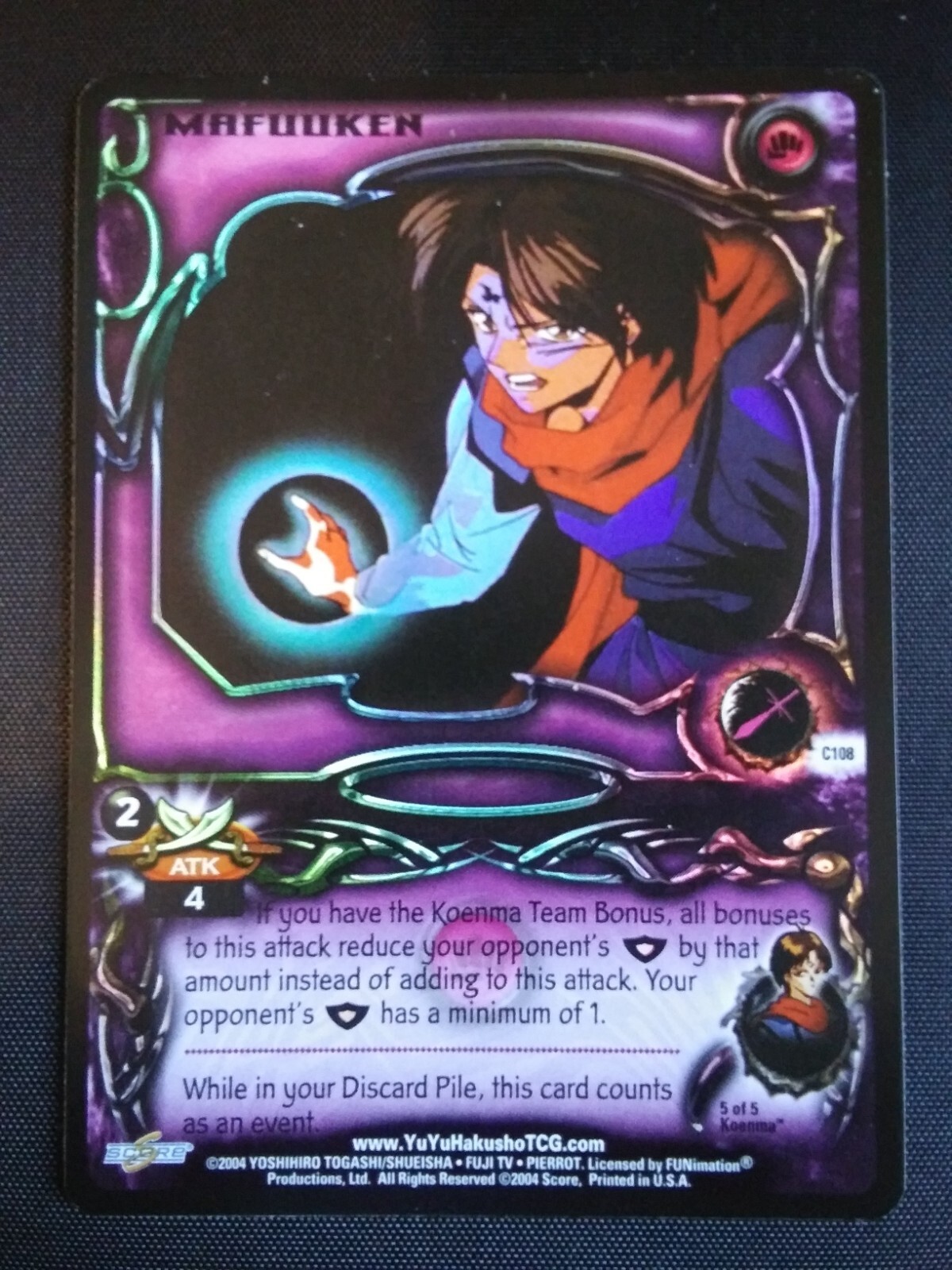 Yu Yu Hakusho TCG CCG Mafuuken C108 Unlimited Single Rainbow