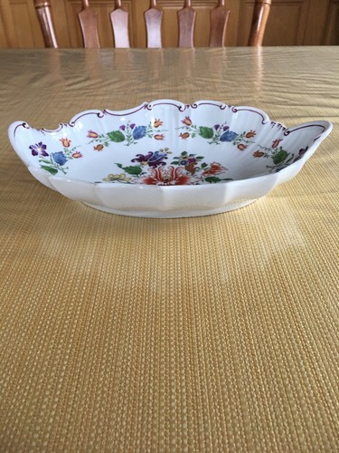 Richard Ginori Oval Fluted Dish - Italian Di Doccia Pattern 9.5