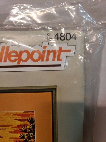 Vintage Bucilla Needlepoint Kit Day's End Embroidery Mesh 14x17 Sunset 70s 4804