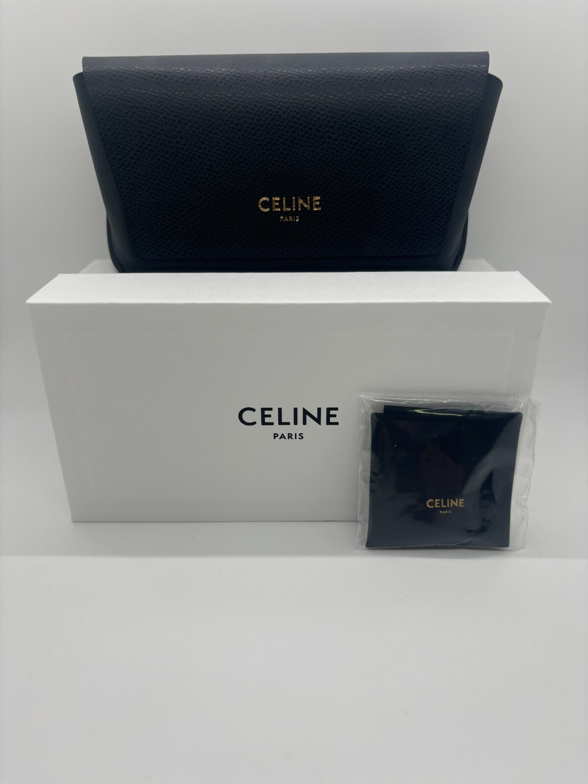 Pre-owned Celine Cl40268u-cl 01 Black Clip On Sunglasses 50-19-145mm Comes W/full Set In Gray