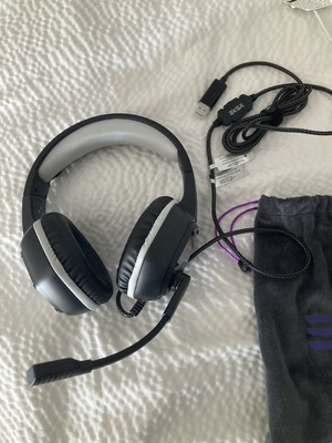 EKSA E1000 7.1 USB Surround Sound RGB Gaming Headset Black Open Box Purple Case