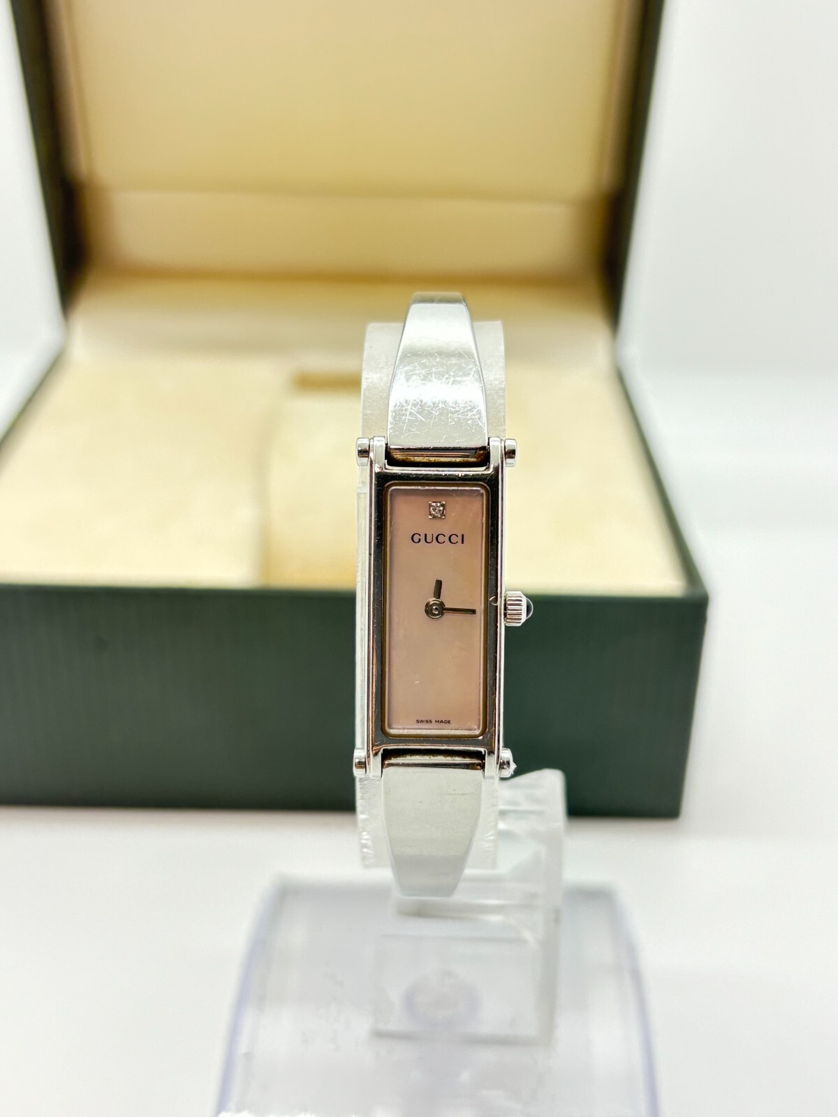 Exc+5 w/Box ] Gucci 1500L Pink Shell Dial 1P Diamond Woman's