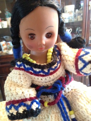 Native American Collectible Doll Handmade Dress and Boots 1988 Vintage