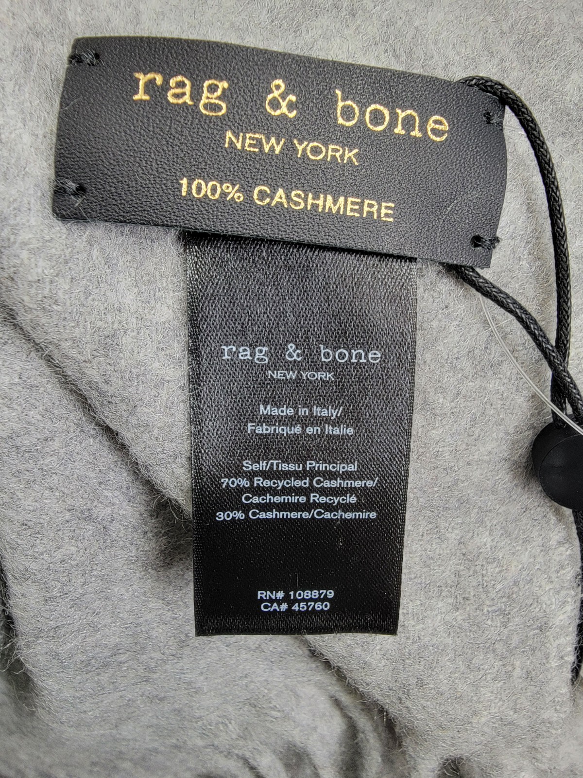 rag & bone Fringe-Trim Cashmere Poncho Women's One Size Gray Heather Open Front - Picture 7 of 15