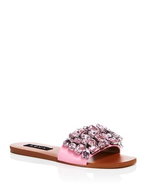 

Женские шлепанцы AQUA с розовыми стразами Paris Round Toe Slip On Slide Sandals, Розовый, AQ-PARIS