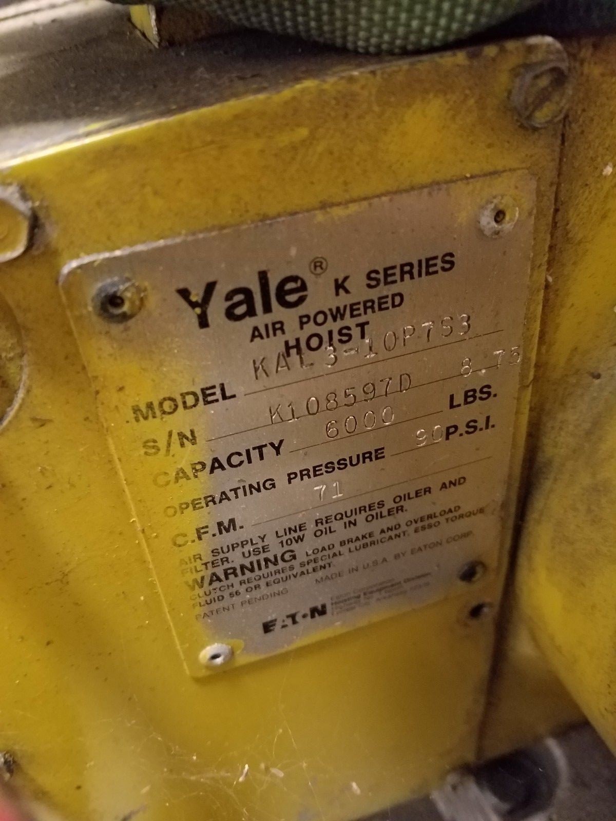 Yale Air Powered Chain Hoist