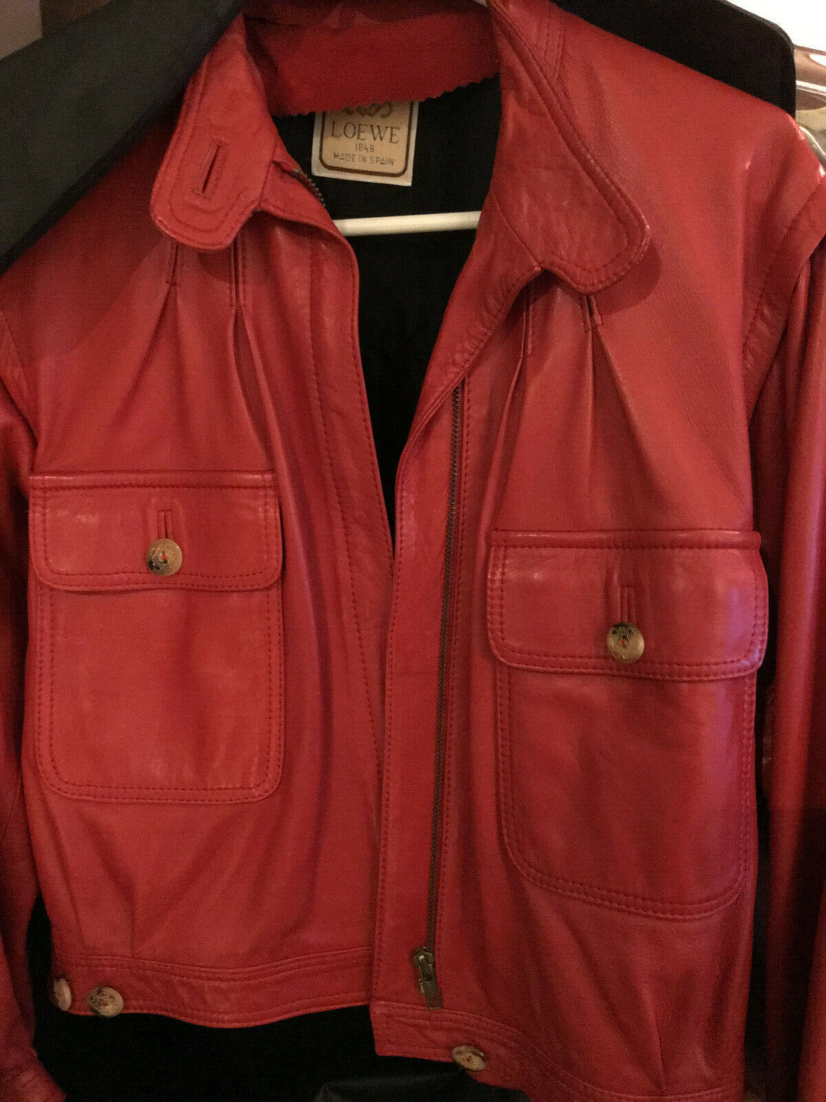 Vintage LOEWE Red Lamb Skin Leather Jacket 80s 90s | eBay Vintage LOEWE Red Lamb Skin Leather Jacket 80s 90s | eBay