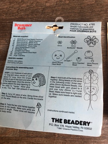 Vintage The Beary Drummer Boy And Merry Misses Bead Kits