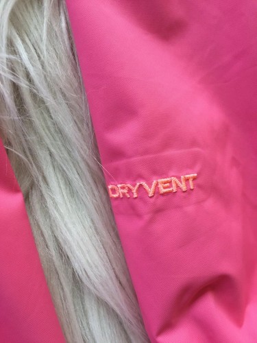 THE NORTH FACE Jacket Girls 14/16 Pink Grey Hooded Windbreaker Dryvent