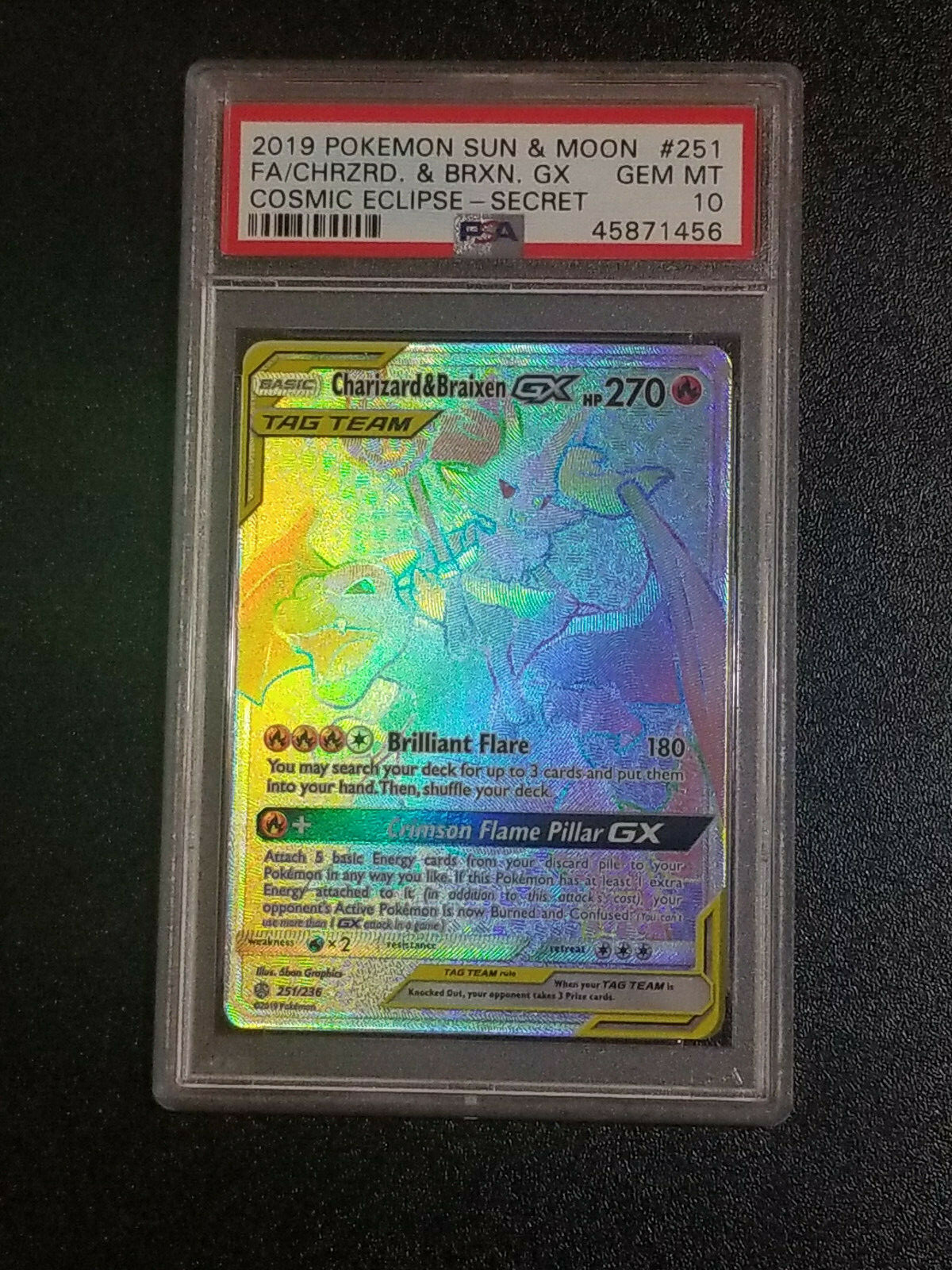 Charizard & Braixen GX 251/236 Cosmic Eclipse PSA 10 GEM Charizard & Braixen GX 251/236 Cosmic Eclipse PSA 10 GEM