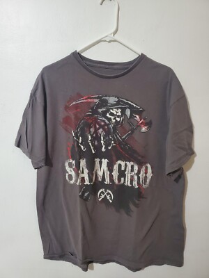 Road Gear Sons of Anarchy SAMCRO Graphic T Shirt Mens XL Gray Bloody Grim Reaper