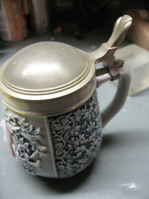BEER STEIN  FRANKFURT  D.B.G.M. WESTERN  GERMANY  PEWTER  LID 